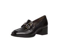 Tamaris Comfort Damen Loafer mit Absatz aus Leder Blockabsatz Comfort Fit, Schwarz (Black), 39 EU