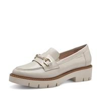 Tamaris Comfort Damen Loafer mit Absatz aus Leder Elegant, Beige (Creme Patent), 38 EU