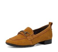 Tamaris Comfort Damen Loafer ohne Absatz aus Leder Business Slippers Comfort Fit, Braun (Camel Suede), 36 EU