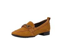Tamaris Comfort Damen Loafer ohne Absatz aus Leder Business Slippers Comfort Fit, Braun (Camel Suede), 40 EU