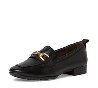 Tamaris Comfort Damen Loafer ohne Absatz aus Leder Business Slippers Comfort Fit, Schwarz (Black Nappa), 40 EU