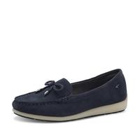 Tamaris Comfort Damen Mokassins aus Leder mit Schleife, Blau (Navy Suede), 37 EU