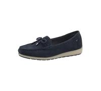 Tamaris Comfort Damen Mokassins aus Leder mit Schleife, Blau (Navy Suede), 42 EU