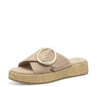 Tamaris Comfort Damen Pantoletten aus Leder mit Klettverschluss, Beige (Beige), 38 EU