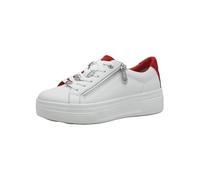 Tamaris COMFORT Damen Plateau Sneaker mit Reißverschluss Low Top, Weiß (White/Red), 39 EU