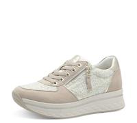 Tamaris Comfort Damen Plateau Sneaker mit Reißverschluss Sportlich, Mehrfarbig (Beige/Gold), 37 EU