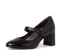 Tamaris Comfort Damen Pumps mit Riemen aus Leder Elegant Comfort Fit, Schwarz (Black), 38 EU