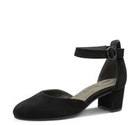 Tamaris Comfort Damen Pumps mit Riemen aus Leder Elegant, Schwarz (Black Suede), 36 EU