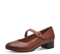 Tamaris Comfort Damen Pumps mit Riemen aus Leder mit Klettverschluss, Braun (Cognac), 37 EU