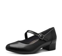 TAMARIS Comfort Damen Pumps mit Riemen aus Leder mit Klettverschluss, Schwarz (Black), 37 EU