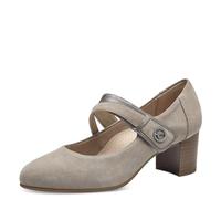Tamaris Comfort Damen Pumps mit Riemen Mary Jane aus Leder, Grau (Stone), 37 EU