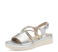 Tamaris Comfort Damen Sandalen flach aus Leder Elegant, Silber (Silver), 39 EU