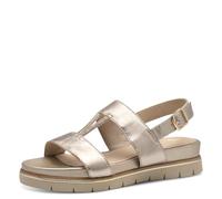 Tamaris Comfort Damen Sandalen flach aus Leder mit Glitzerdetails, Gold (Lt Gold), 37 EU