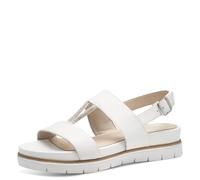 Tamaris Comfort Damen Sandalen flach aus Leder mit Glitzerdetails, Weiß (White), 39 EU