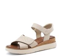 Tamaris Comfort Damen Sandalen flach aus Leder mit Klettverschluss