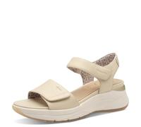 Tamaris Comfort Damen Sandalen flach aus Leder mit Klettverschluss, Beige (Beige), 40 EU