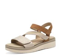 Tamaris Comfort Damen Sandalen flach aus Leder mit Klettverschluss, Beige (Beige Comb), 40 EU