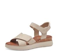 Tamaris Comfort Damen Sandalen flach aus Leder mit Klettverschluss, Beige (Ivory), 41 EU