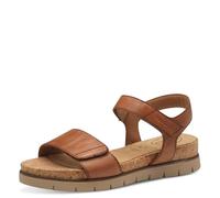 Tamaris Comfort Damen Sandalen flach aus Leder mit Klettverschluss, Blau (Cognac Nappa), 36 EU