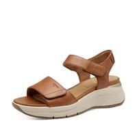 Tamaris Comfort Damen Sandalen flach aus Leder mit Klettverschluss, Braun (Nut), 37 EU