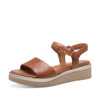 Tamaris COMFORT Damen Sandalen flach aus Leder mit Klettverschluss, Braun (Nut), 39 EU