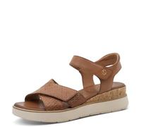 Tamaris Comfort Damen Sandalen flach aus Leder mit Klettverschluss, Braun (Nut), 41 EU