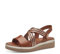 Tamaris COMFORT Damen Sandalen flach aus Leder mit Klettverschluss, Braun (Nut Glam), 40 EU