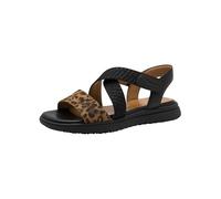 Tamaris Comfort Damen Sandalen flach aus Leder mit Klettverschluss, Mehrfarbig (Black/Leo), 39 EU