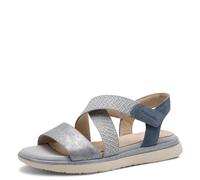 Tamaris Comfort Damen Sandalen flach aus Leder mit Klettverschluss, Mehrfarbig (Lt Blue Comb), 37 EU
