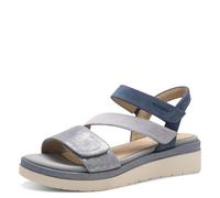 Tamaris Comfort Damen Sandalen flach aus Leder mit Klettverschluss, Mehrfarbig (Lt Blue Comb), 39 EU