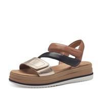 Tamaris Comfort Damen Sandalen flach aus Leder mit Klettverschluss, Mehrfarbig (Nut Comb), 39 EU
