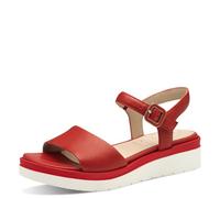 Tamaris Comfort Damen Sandalen flach aus Leder mit Klettverschluss, Rot (Red), 38 EU