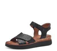 Tamaris Comfort Damen Sandalen flach aus Leder mit Klettverschluss, Schwarz (Black), 36 EU