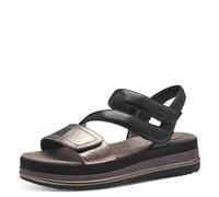 Tamaris Comfort Damen Sandalen flach aus Leder mit Klettverschluss, Schwarz (Black Comb), 36 EU