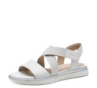 Tamaris Comfort Damen Sandalen flach aus Leder mit Klettverschluss, Weiß (White), 41 EU