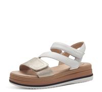 Tamaris Comfort Damen Sandalen flach aus Leder mit Klettverschluss, Weiß (White Comb), 40 EU
