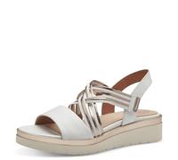 Tamaris Comfort Damen Sandalen flach aus Leder mit Klettverschluss, Weiß (White/Rosegold), 40 EU