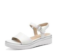 Tamaris Comfort Damen Sandalen flach aus Leder mit Klettverschluss, Weiß (White/Silver), 41 EU
