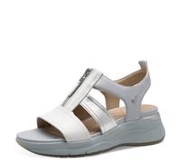 Tamaris Comfort Damen Sandalen flach aus Leder mit Reißverschluss, Mehrfarbig (Lt Blue Comb), 41 EU