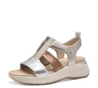 Tamaris Comfort Damen Sandalen flach aus Leder mit Reißverschluss, Mehrfarbig (Metallic Comb), 40 EU