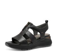 Tamaris Comfort Damen Sandalen flach aus Leder mit Reißverschluss, Schwarz (Black Uni), 40 EU