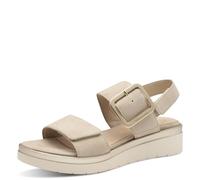 Tamaris Comfort Damen Sandalen flach aus Leder mit Schnalle, Beige (Beige Suede), 37 EU