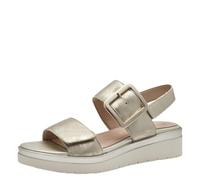 Tamaris Comfort Damen Sandalen flach aus Leder mit Schnalle, Gold (Cloudy Gold), 39 EU