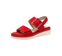 Tamaris Comfort Damen Sandalen flach aus Leder mit Schnalle, Rot (Red Suede), 41 EU