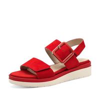 Tamaris Comfort Damen Sandalen flach aus Leder mit Schnalle, Rot (Red Suede), 42 EU