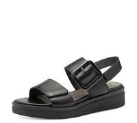 Tamaris Comfort Damen Sandalen flach aus Leder mit Schnalle, Schwarz (Black Nappa), 37 EU