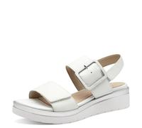 Tamaris Comfort Damen Sandalen flach aus Leder mit Schnalle, Silber (White/Silver), 38 EU