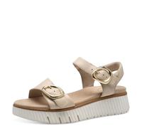 Tamaris Comfort Damen Sandalen flach aus Leder Plateau, Beige (Ivory), 37 EU
