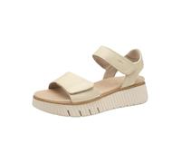 Tamaris Comfort Damen Sandalen flach aus Leder Plateau, Beige (Ivory), 41 EU