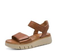 Tamaris Comfort Damen Sandalen flach aus Leder Plateau, Braun (Nut), 40 EU
